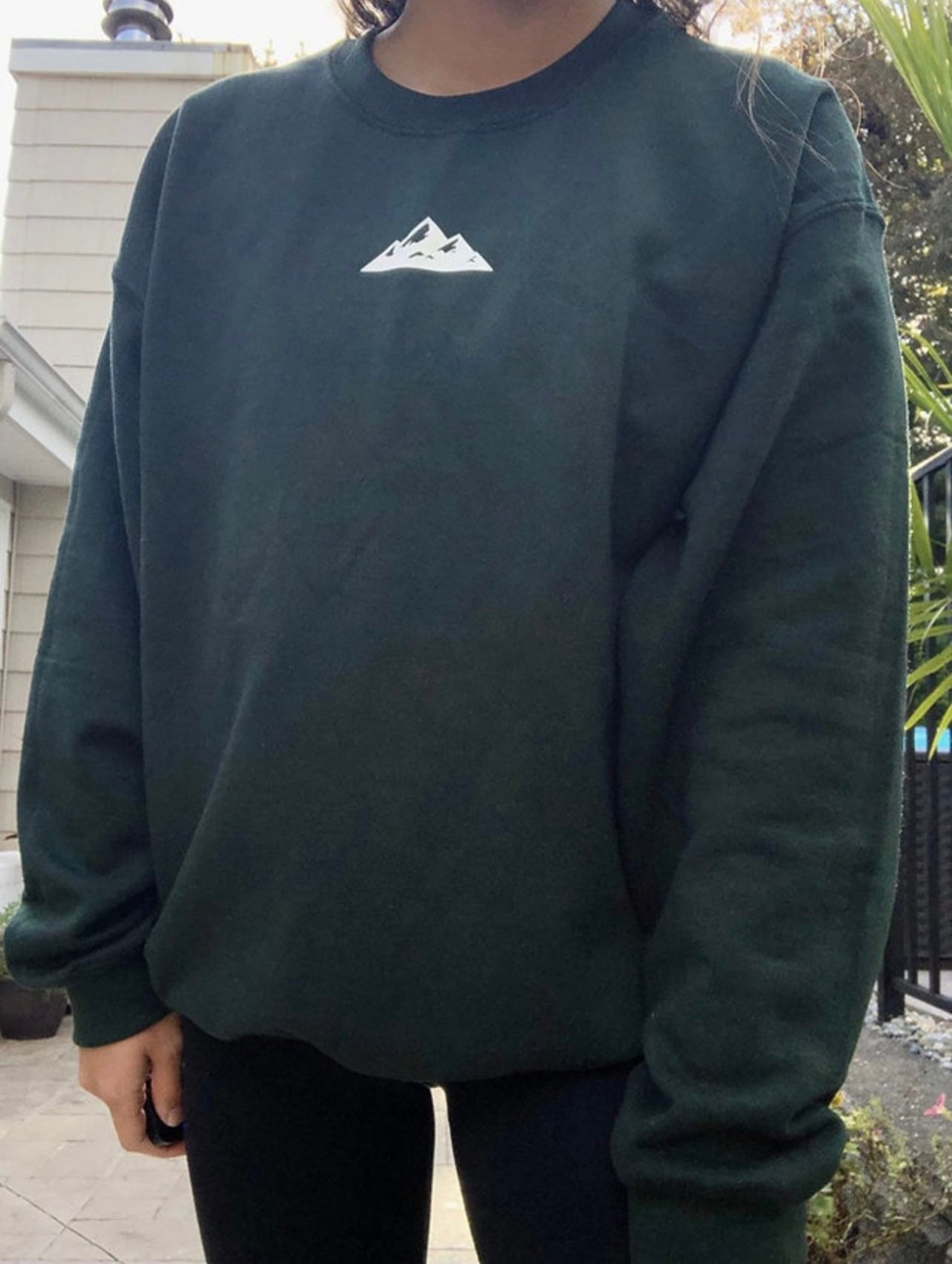 Forest Green Mountains Crewneck Sweatshirt Gift for the Mountain Lover