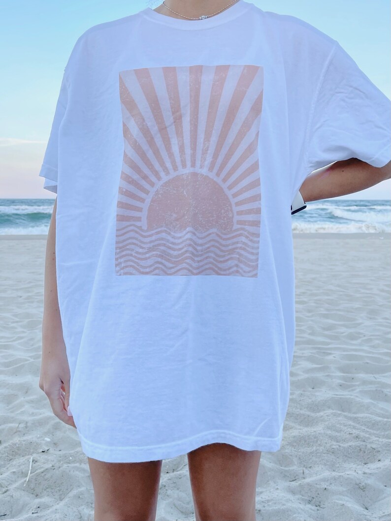 T-shirt motif sunset à strass - Blanc