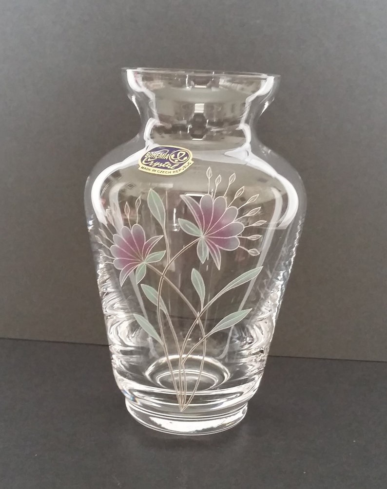 Vintage Bohemia Crystal Glass Small Flower Vase Made In Czech Etsy