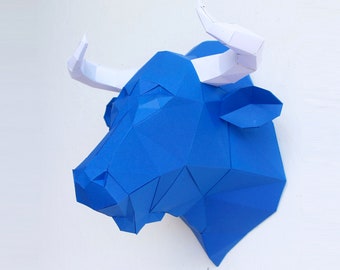 DIY Papercraft Bull Head Sculpture (Pre-cut papercraft kit)