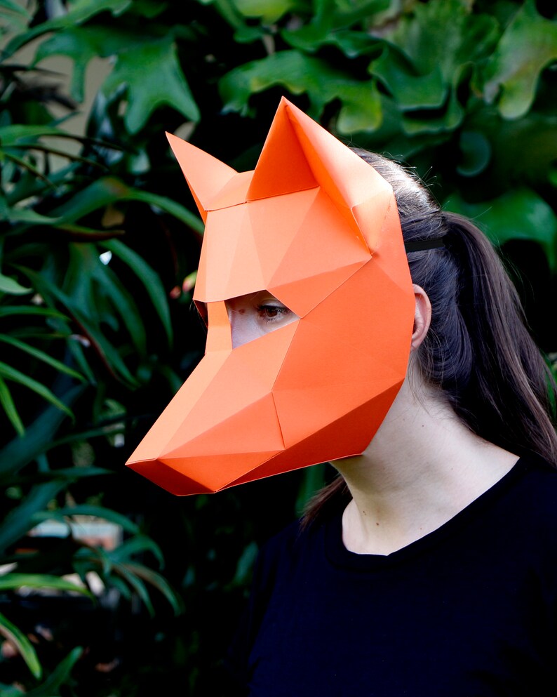 3D Papercraft Fox Mask PDF Template. Low Poly Model. DIY Etsy Australia
