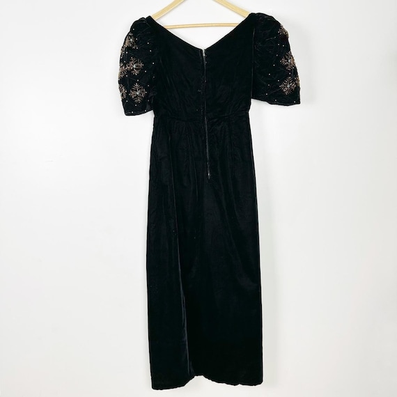 50s 60s Black Velvet Dress Vintage Beaded Snowfla… - image 8