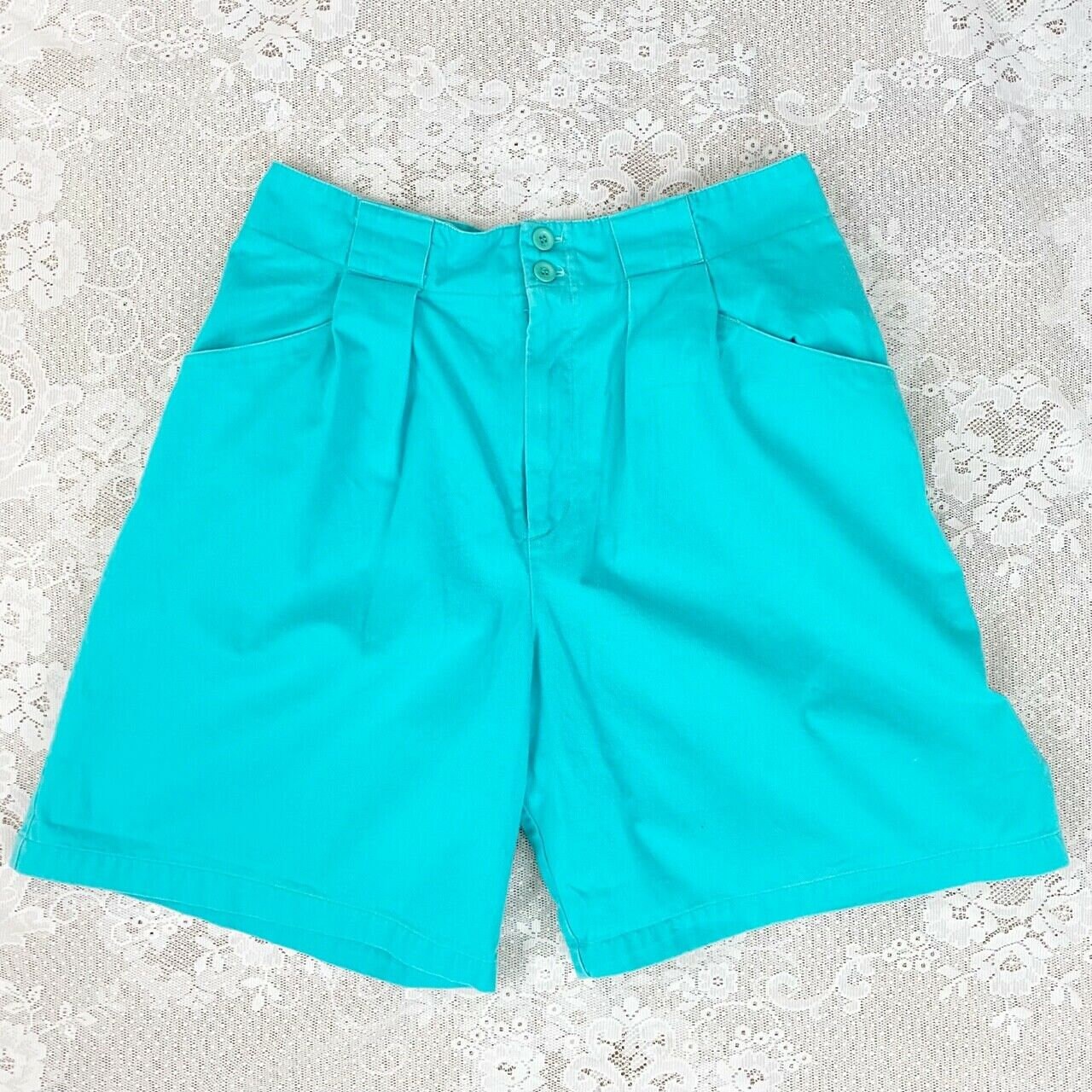 80s Light Blue Turquoise Shorts Vintage Trouser Shorts Chinos Etsy