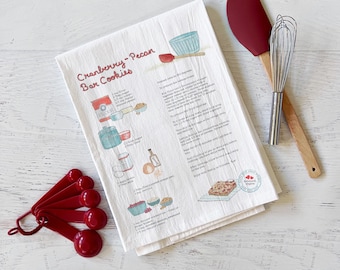 Cranberry Pecan Bar Cookies Recipe Tea Towel, Winter Kitchen Decor