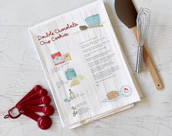 Double Chocolate Chip Cookies Recipe Tea Towel, Kitchen Decor