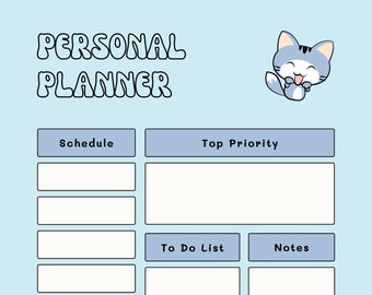 Printable Cat Daily Planner Page