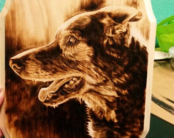 op maat houtgebrand huisdierportret