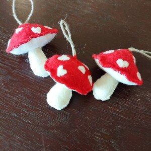Heart amanita mushroom ornaments