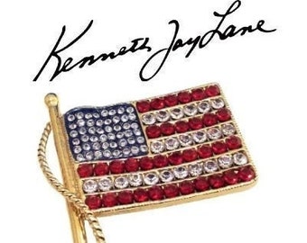 American Flag Brooch Pin - Patriotic Heart Shaped Rhinestone Lapel Pin For Men & Women