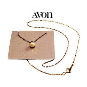 Avon Single Pearl Necklace Gold Tone Vintage 18 Inch Oval Link Chain Small Solitaire White Bead Spring Round Clasp image 5