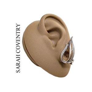 Sarah Coventry Swirl Loop Hoop Clip On Earrings Silver Tone Vintage Double Layered Smooth Textured Open Rib Bands