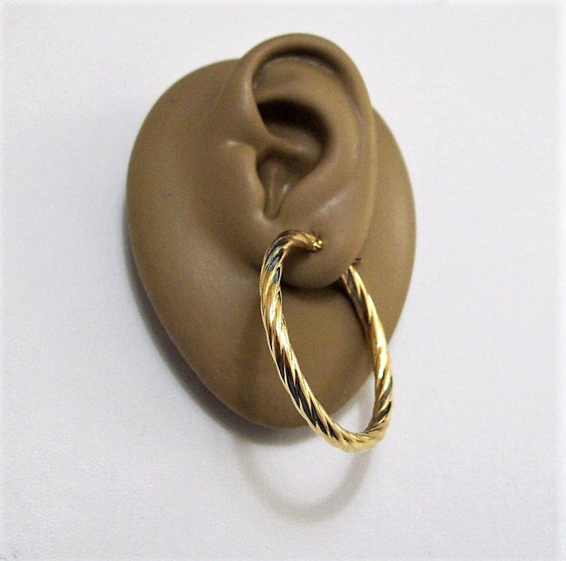 Swirl Rib Line Hoop Pierced Post Stud Earrings Gold Tone 1 Etsy