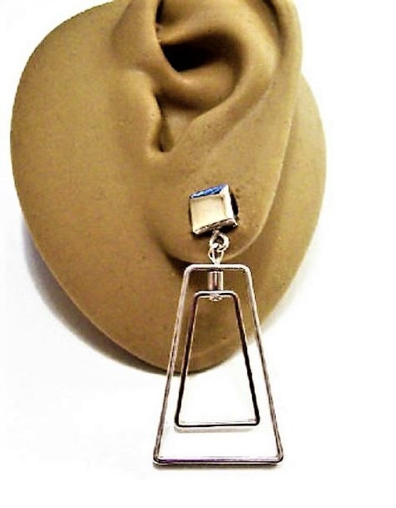Avon Triangle Double Hoop Pierced Post Stud Earri… - image 5