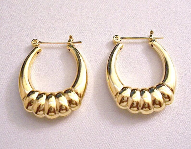 Monet Bottom Shrimp Hoops Pierced Stud Earrings Gold Plated | Etsy
