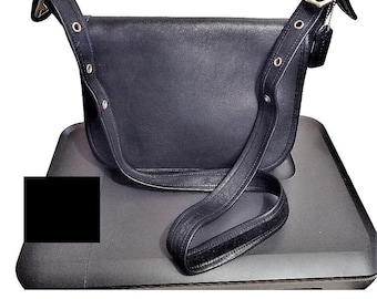 Vintage Coach 9164 East West Compartment Bag Black Leather Silver