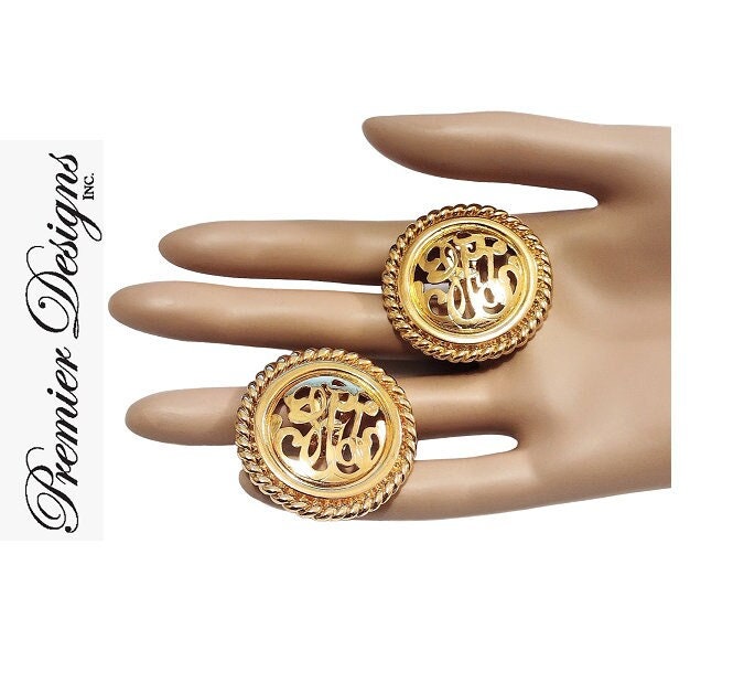 Premier Designs Filigree Script Discs Clip on Earrings Gold Tone ...