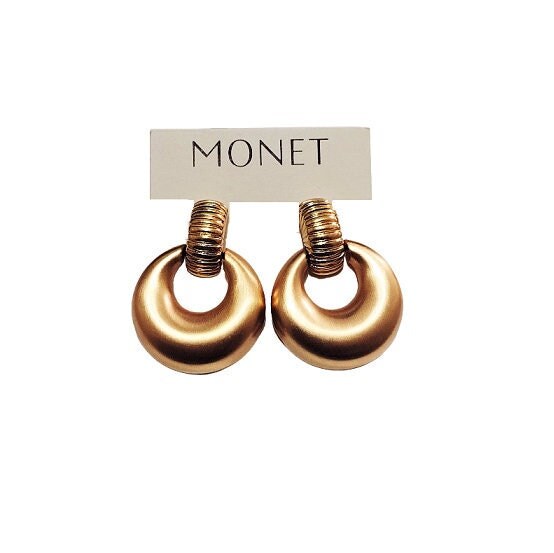 Monet Satin Door Knocker Pierced Post Stud Earrings Gold