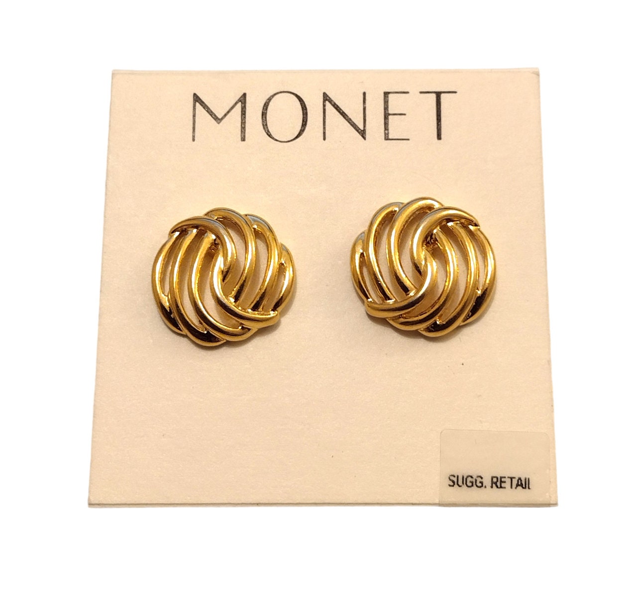 Monet Yellow Gold Post Pierced Earrings Vintage Open Ribbed Button Oval  Discs - Etsy
