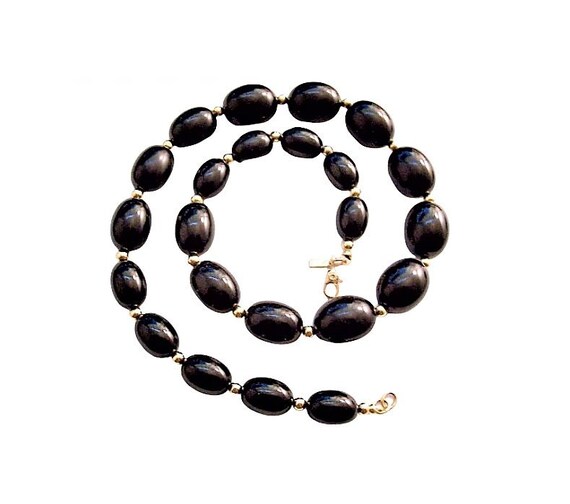 Monet Oval Black Lucite Graduated Bead Choker Nec… - image 3