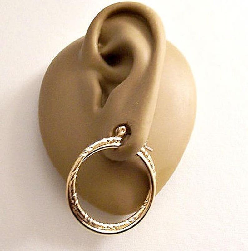 Avon Double Rib Big Hoop Pierced Post Stud Earrings Gold Tone Etsy
