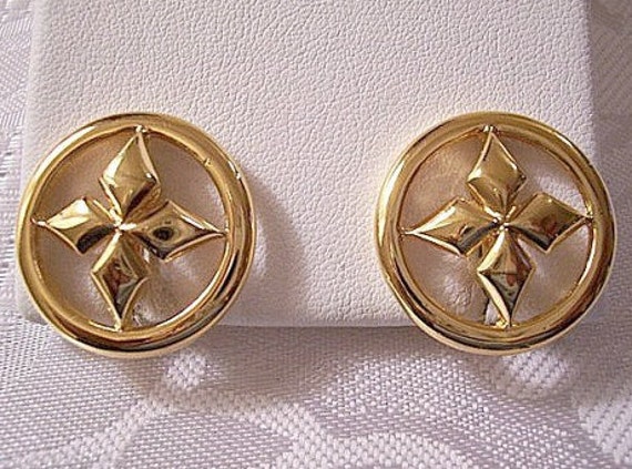 Monet Diamond Star Ring Clip On Earrings Gold Ton… - image 3