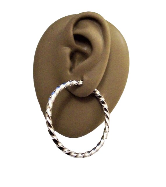 Monet Twisted Band Hoops Pierced Stud Earrings Si… - image 4