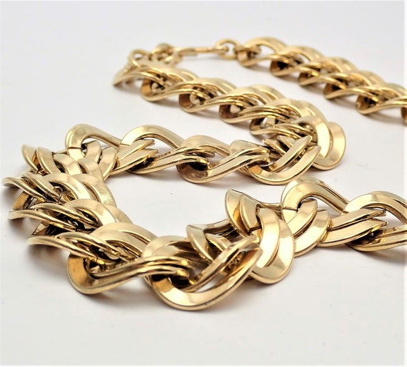 Monet Double Layered Necklace Chain Link Gold Tone Vintage 20 Inch