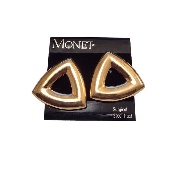 Monet Triangle Hoop Pierced Post Earrings Vintage… - image 8