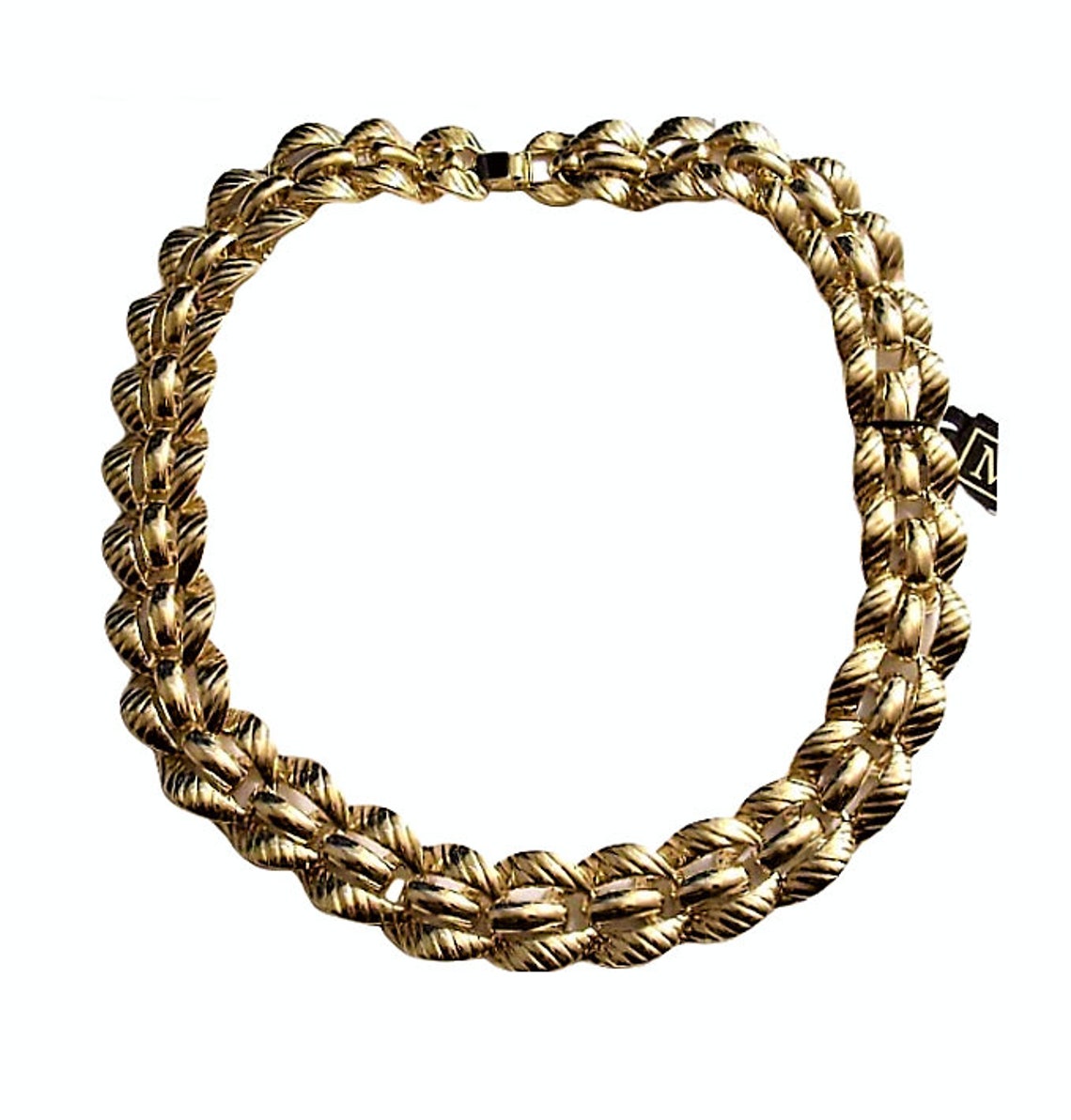 Monet Slant Link Chain Choker Necklace Gold Tone Vintage Wide - Etsy