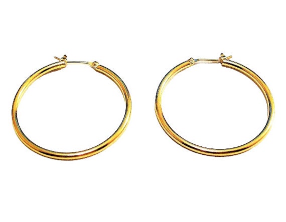 14kt Gold Plated Hoop Pierced Post Earrings Vinta… - image 8