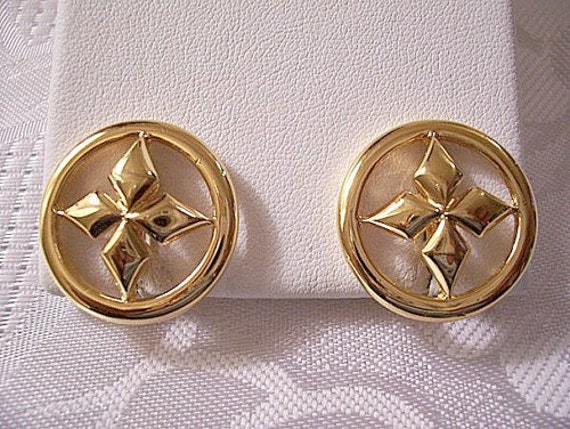 Monet Diamond Star Ring Clip On Earrings Gold Ton… - image 9