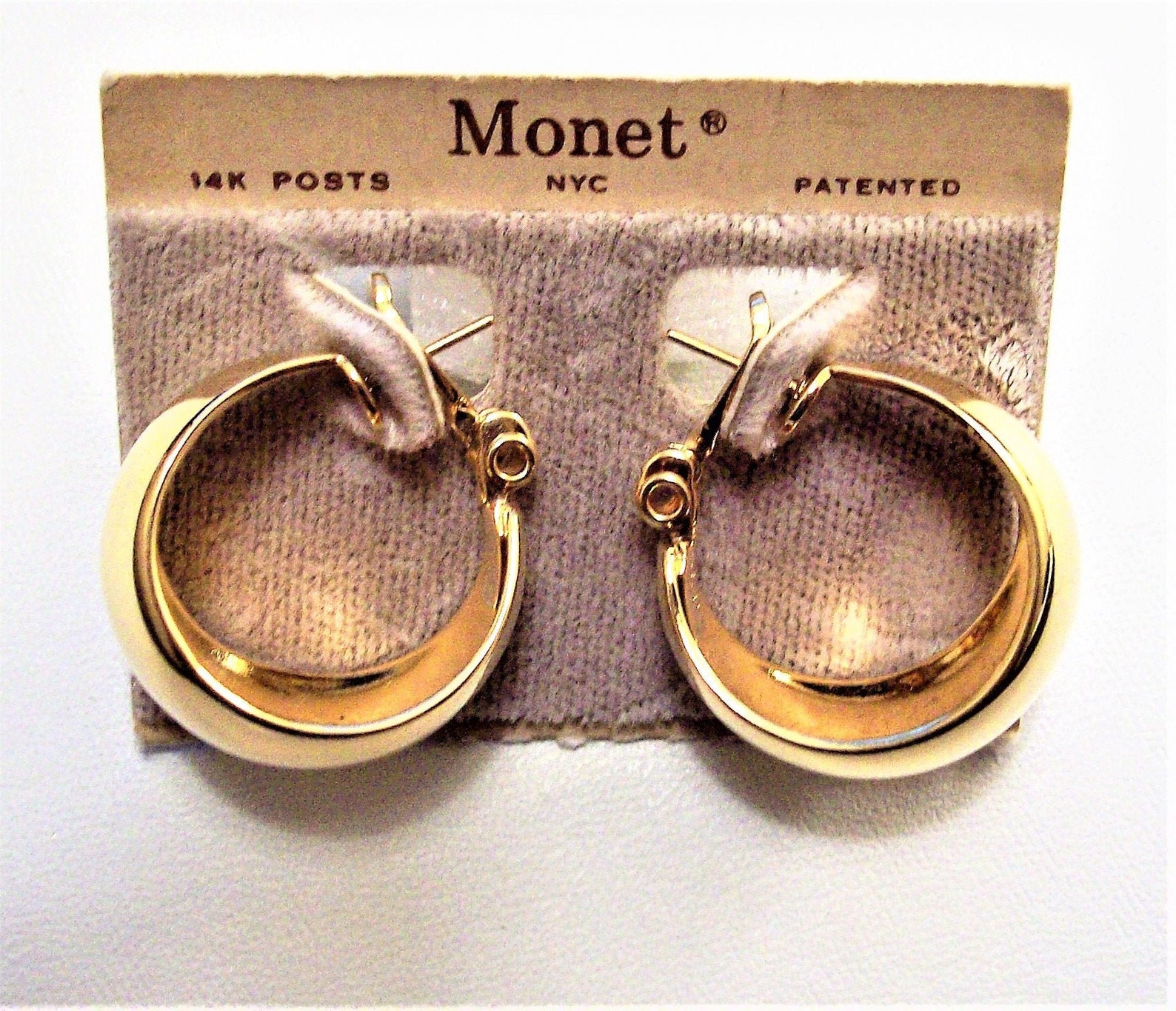 14k Yellow Gold Post Pierced Hoops Earrings Vintage Wide Etsy