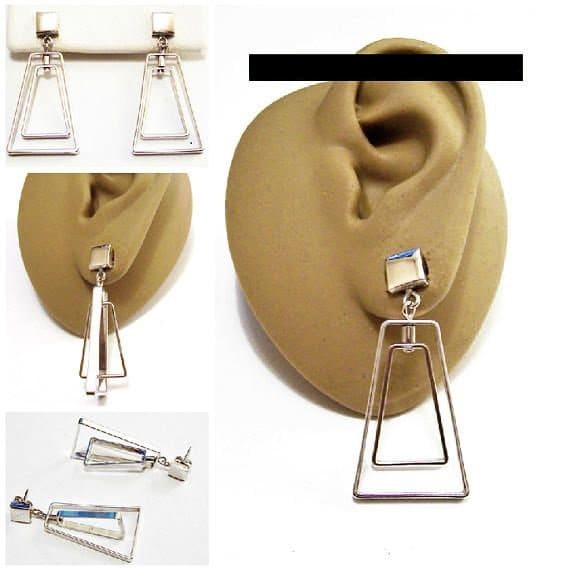 Avon Triangle Double Hoop Pierced Post Stud Earri… - image 9