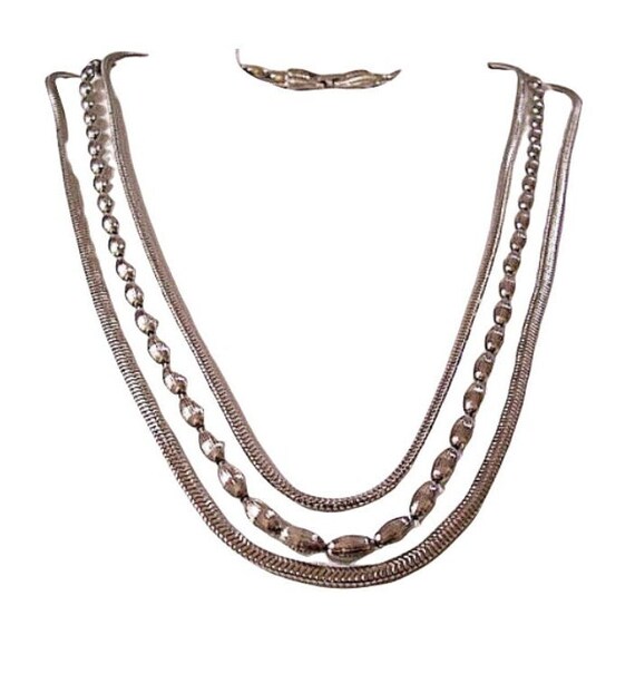 Monet Omega Weaved Triple Strand Necklace Choker … - image 4