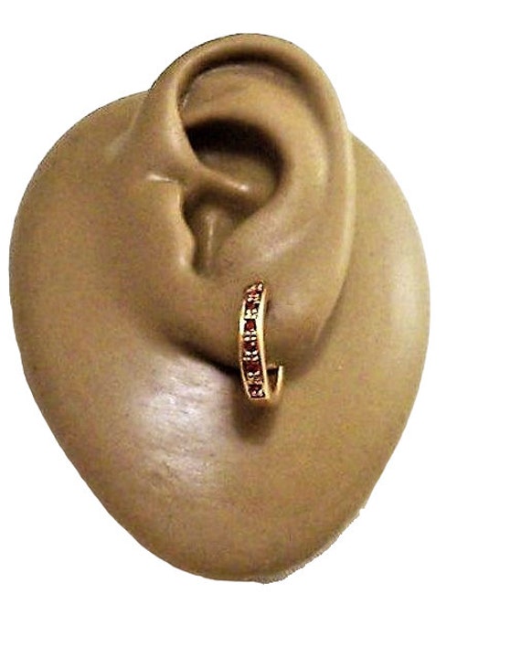 Avon Red Round Stone Hoops Pierced Stud Earrings … - image 9
