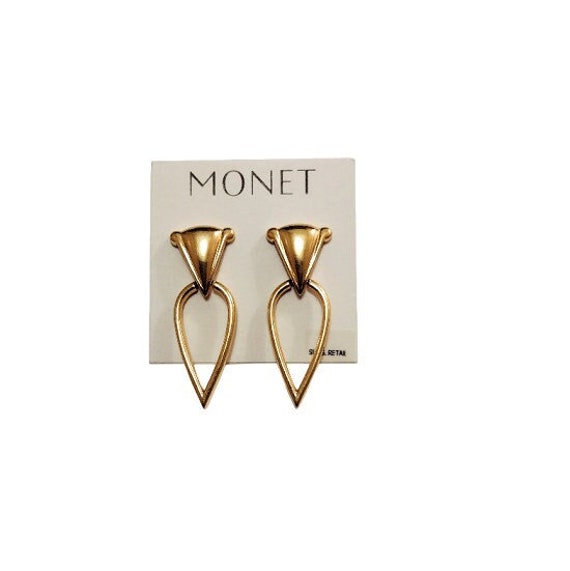 Monet Triangle Teardrop Hoop Pierced Earrings Gold