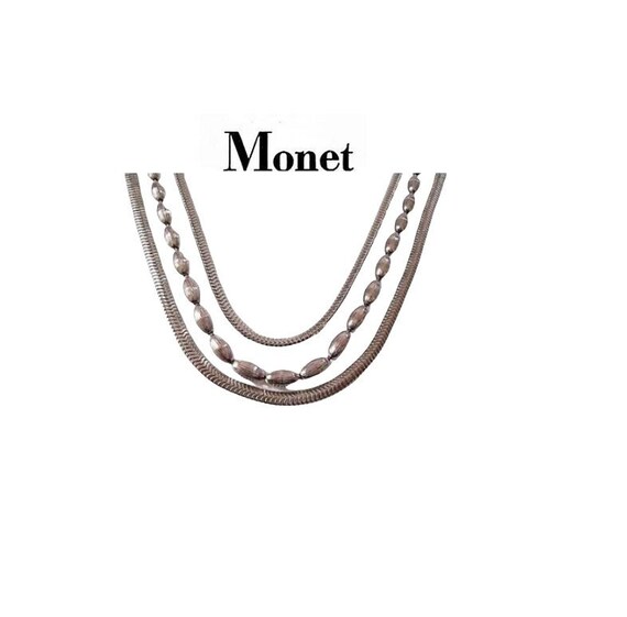 Monet Omega Weaved Triple Strand Necklace Choker … - image 1