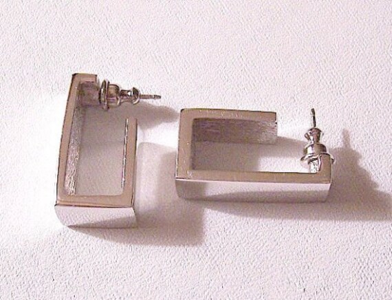 Avon Square Hoops Pierced Post Stud Earrings Silv… - image 3