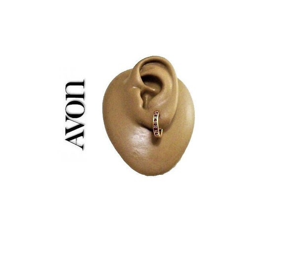 Avon Red Round Stone Hoops Pierced Stud Earrings … - image 1