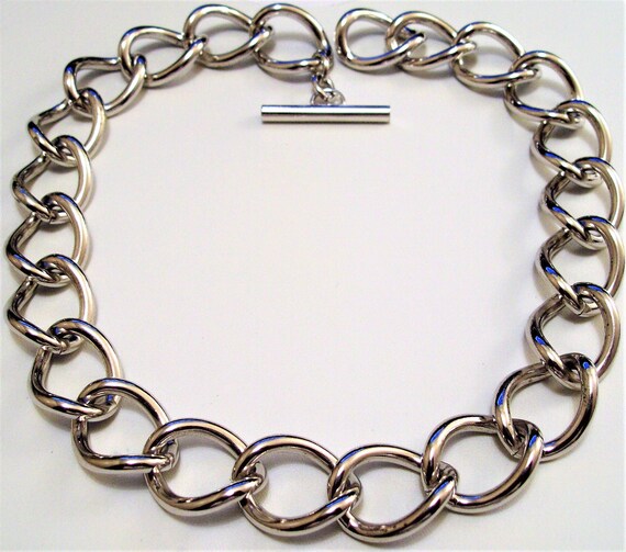 Monet Big Curb Link Chain Necklace Choker Silver or Gold Tone - Etsy