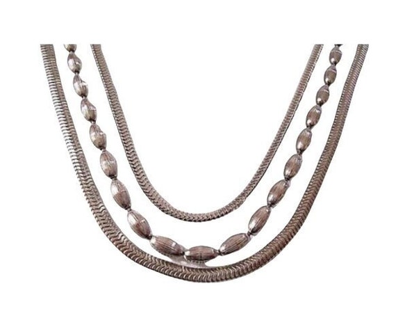 Monet Omega Weaved Triple Strand Necklace Choker … - image 3