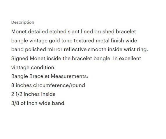 Monet Slant Lined Brushed Bracelet Bangle Vintage… - image 2