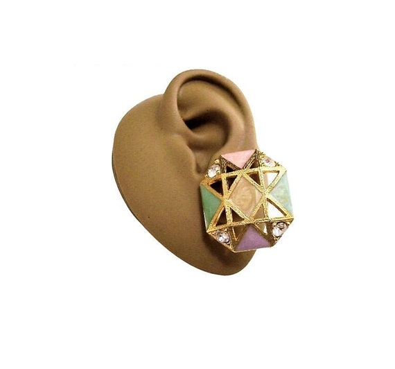 Clip-on Earrings Geometric Earrings Green Earrings Crystal Clip Earrings Clip-on Earrings Geometric Earrings Green Earrings Crystal Clip Earrings