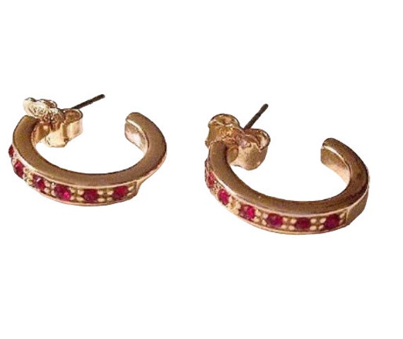 Avon Red Round Stone Hoops Pierced Stud Earrings … - image 10