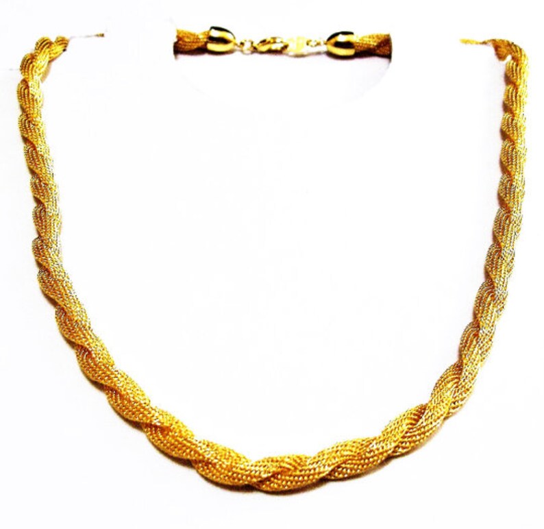 Avon Mesh Rope Necklace Choker Gold Tone Twisted 19 Inches | Etsy