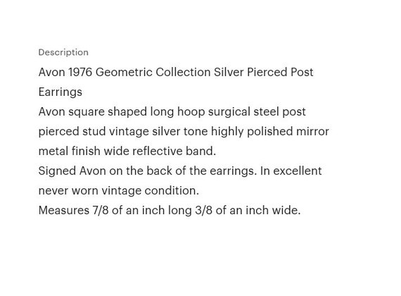 Avon Square Hoops Pierced Post Stud Earrings Silv… - image 8