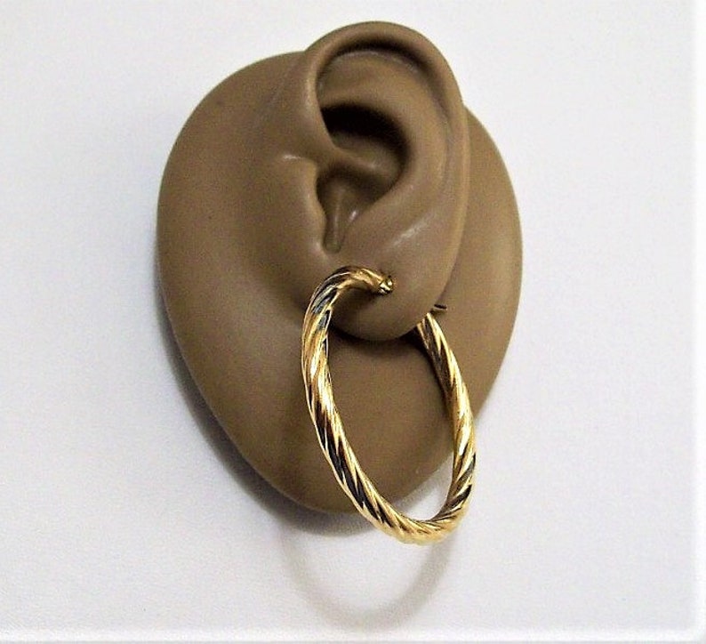 Swirl Rib Line Hoop Pierced Post Stud Earrings Gold Tone 1 Etsy