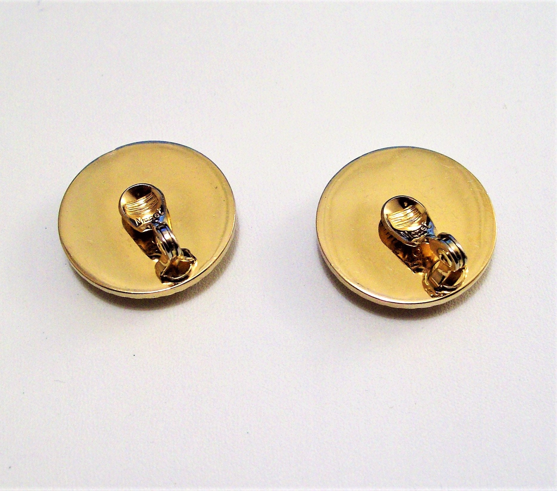 Monet Leaf Button Clip on Earrings Gold Tone Vintage PATD - Etsy