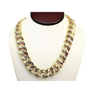 Monet Double Layered Necklace Chain Link Gold Tone Vintage 20 Inch Long Wide Wavy Open Rings Size Adjustable Extension Hook Clasp