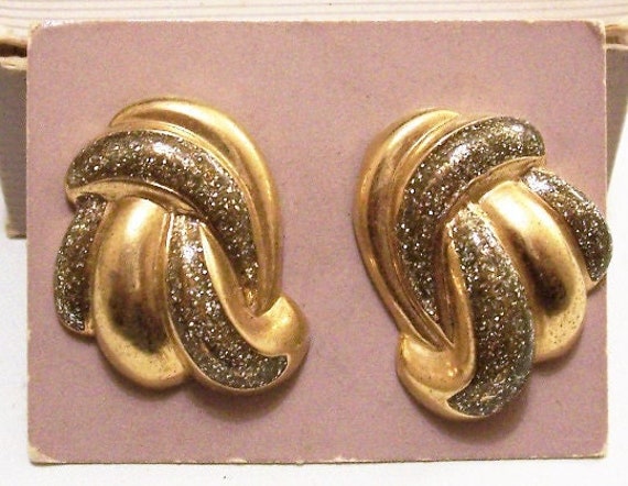 Avon Glitter Swirl Tubes Pierced Stud Earrings Go… - image 7